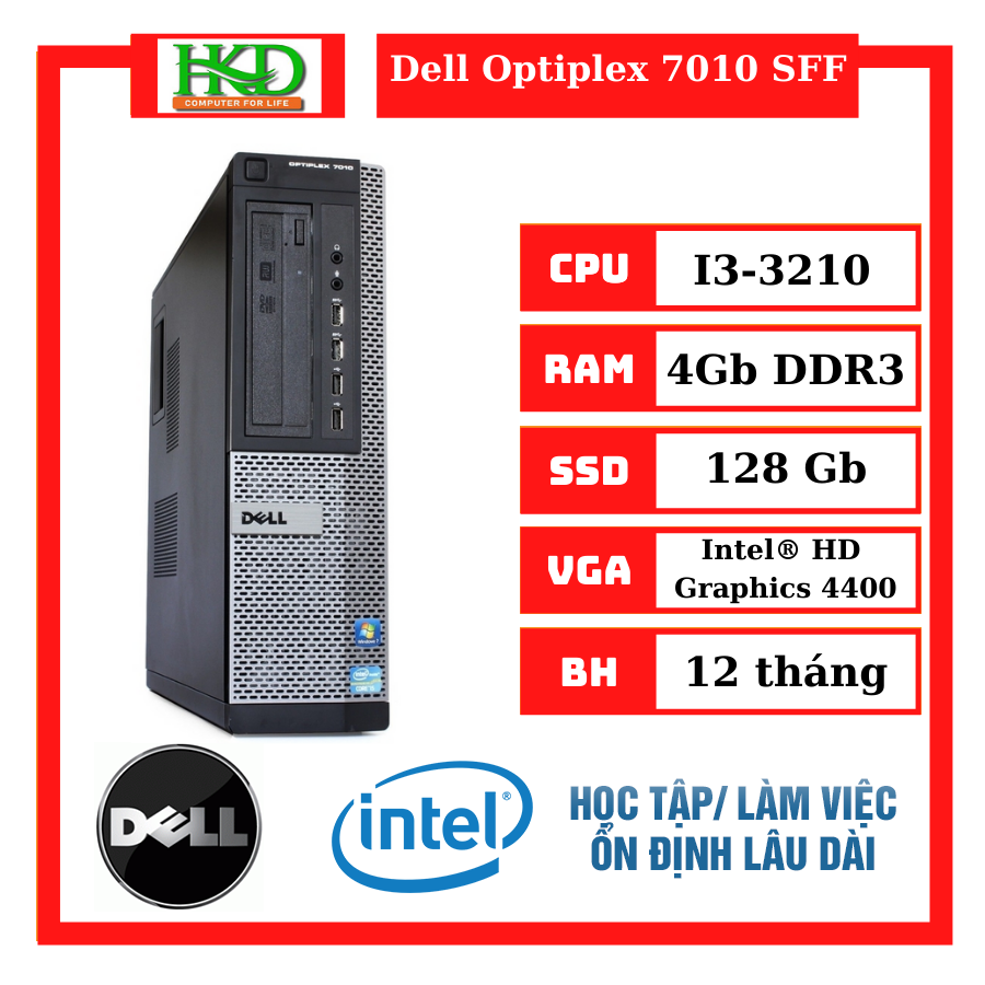 Máy Tính Đồng Bộ Dell Optiplex 7010 Core I3 3210, Ram 4GB, SSD 128G